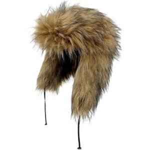 Unisex Brown Faux Fur Russian Hat, Soft, Warm Winter Trapper Hat with Earmuffs